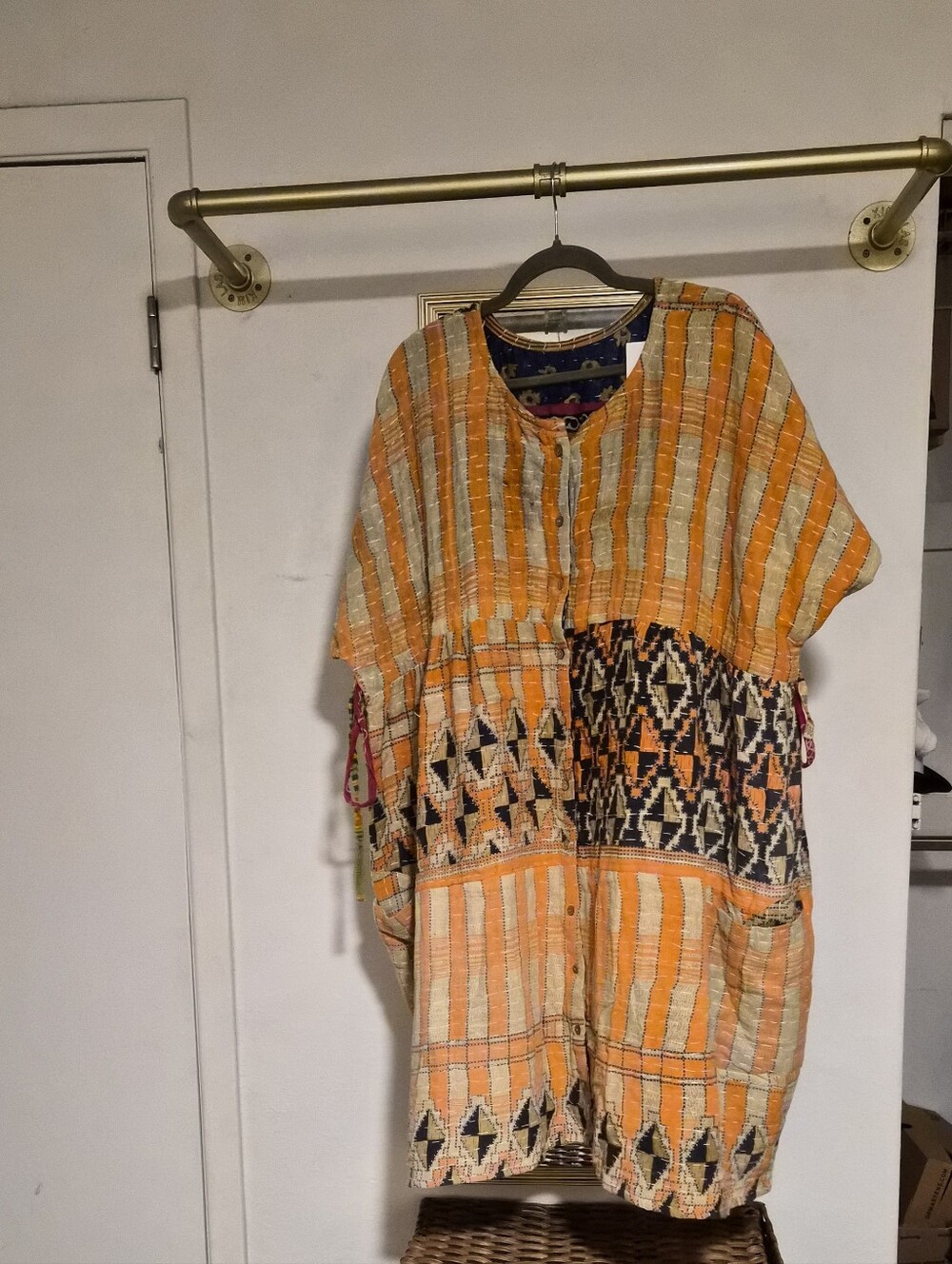 NWT Cotton Kantha Reversible Patchwork Cinch Dress